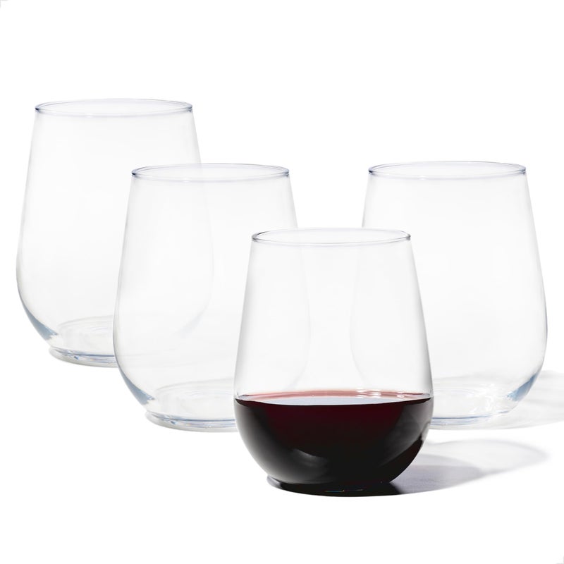 TOSSWARE RESERVE 16oz Stemless Wine SET OF 4, Premium Quality, Tritan Dishwasher Safe & Heat Resistant Unbreakable Plastic Drinking Glasses, 4 Count (Pack of 1) - Image 1